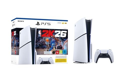 Pack-Console-PlayStation-5-Sony-Edition-Standard-Slim-Blanc-et-Noir-NBA-2K26 (1) Pack de consola PlayStation 5 Sony Standard Edition Slim (blanco y negro) + NBA 2K26 - Imagen 1
